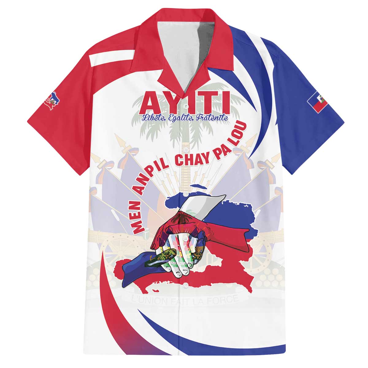 Haiti Family Matching Off The Shoulder Long Sleeve Dress and Hawaiian Shirt Men Anpil Chay Pa Lou LT05