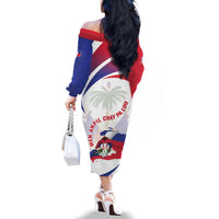 Haiti Family Matching Off The Shoulder Long Sleeve Dress and Hawaiian Shirt Men Anpil Chay Pa Lou LT05