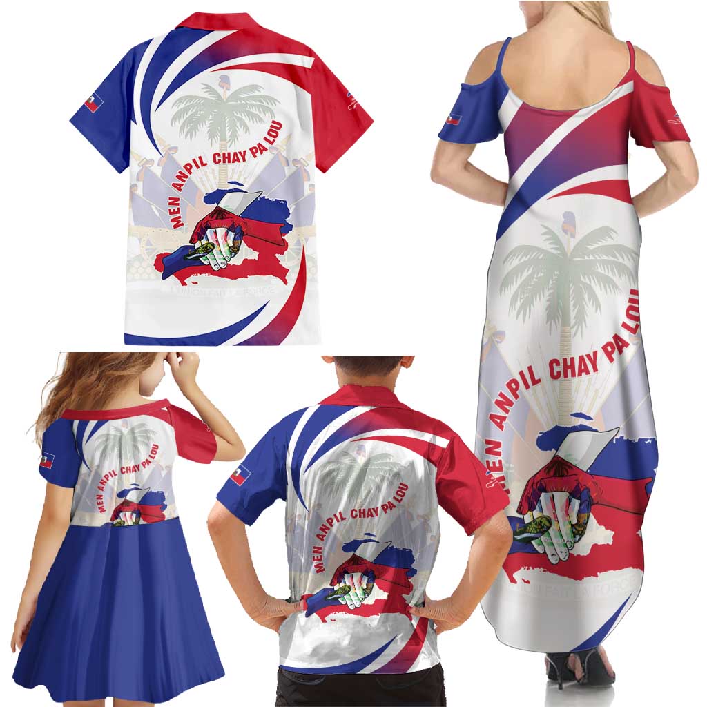 Haiti Family Matching Summer Maxi Dress and Hawaiian Shirt Men Anpil Chay Pa Lou LT05