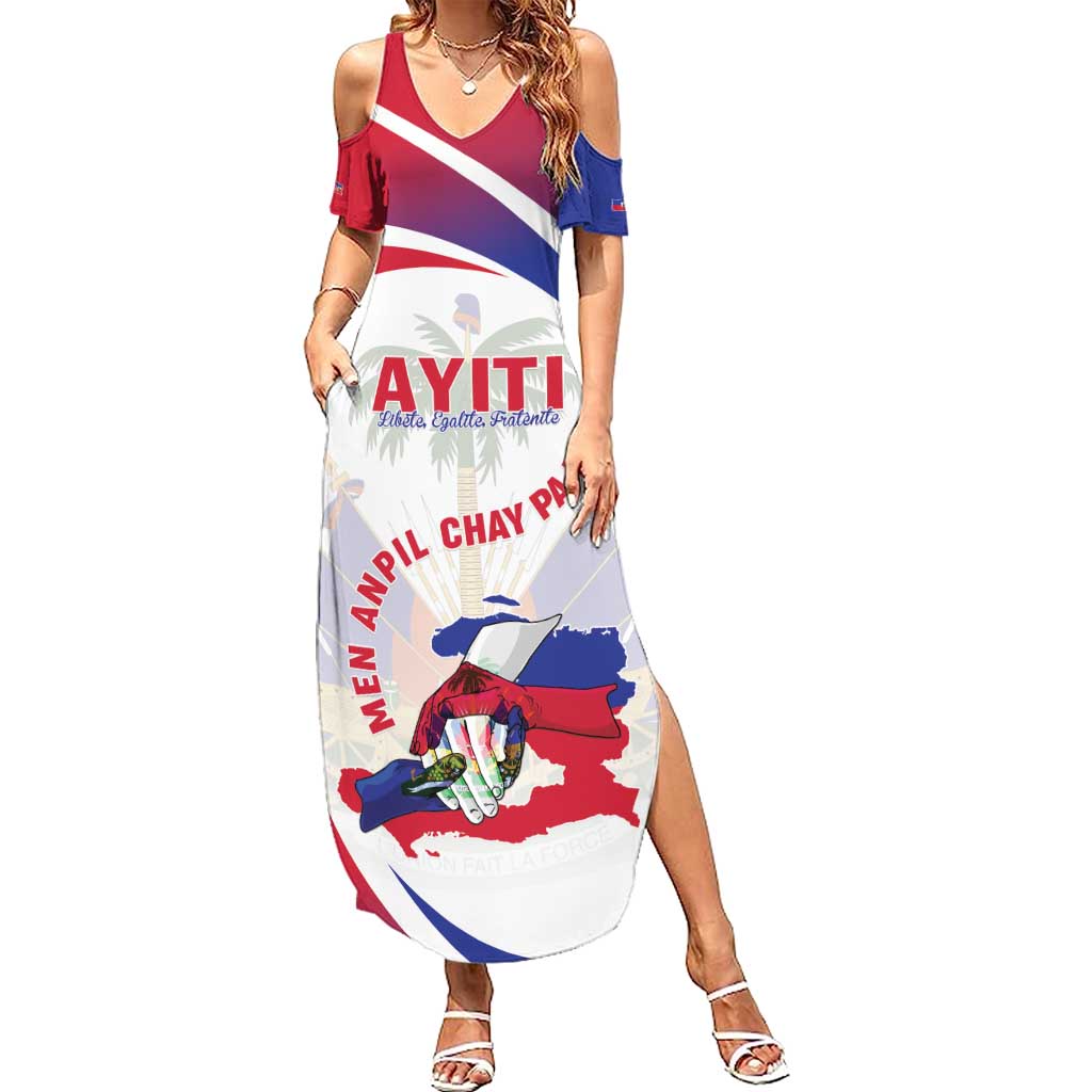 Haiti Family Matching Summer Maxi Dress and Hawaiian Shirt Men Anpil Chay Pa Lou LT05