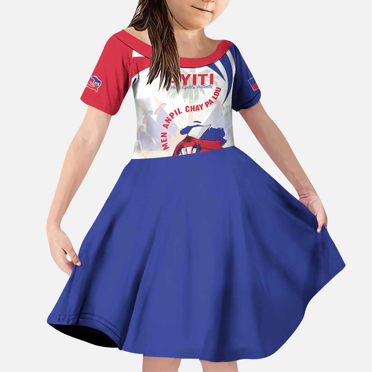 Haiti Kid Short Sleeve Dress Men Anpil Chay Pa Lou LT05