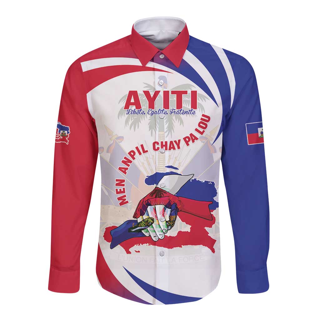Haiti Long Sleeve Button Shirt Men Anpil Chay Pa Lou LT05