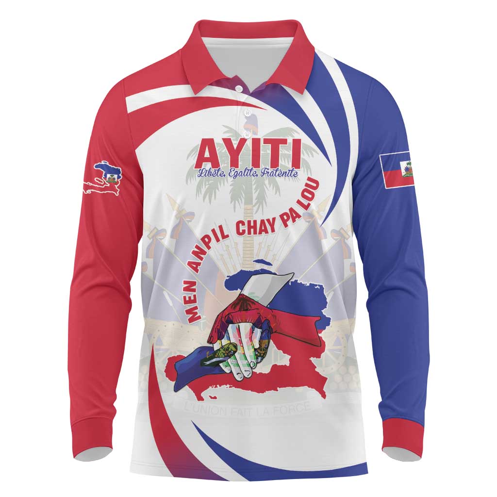 Haiti Long Sleeve Polo Shirt Men Anpil Chay Pa Lou LT05
