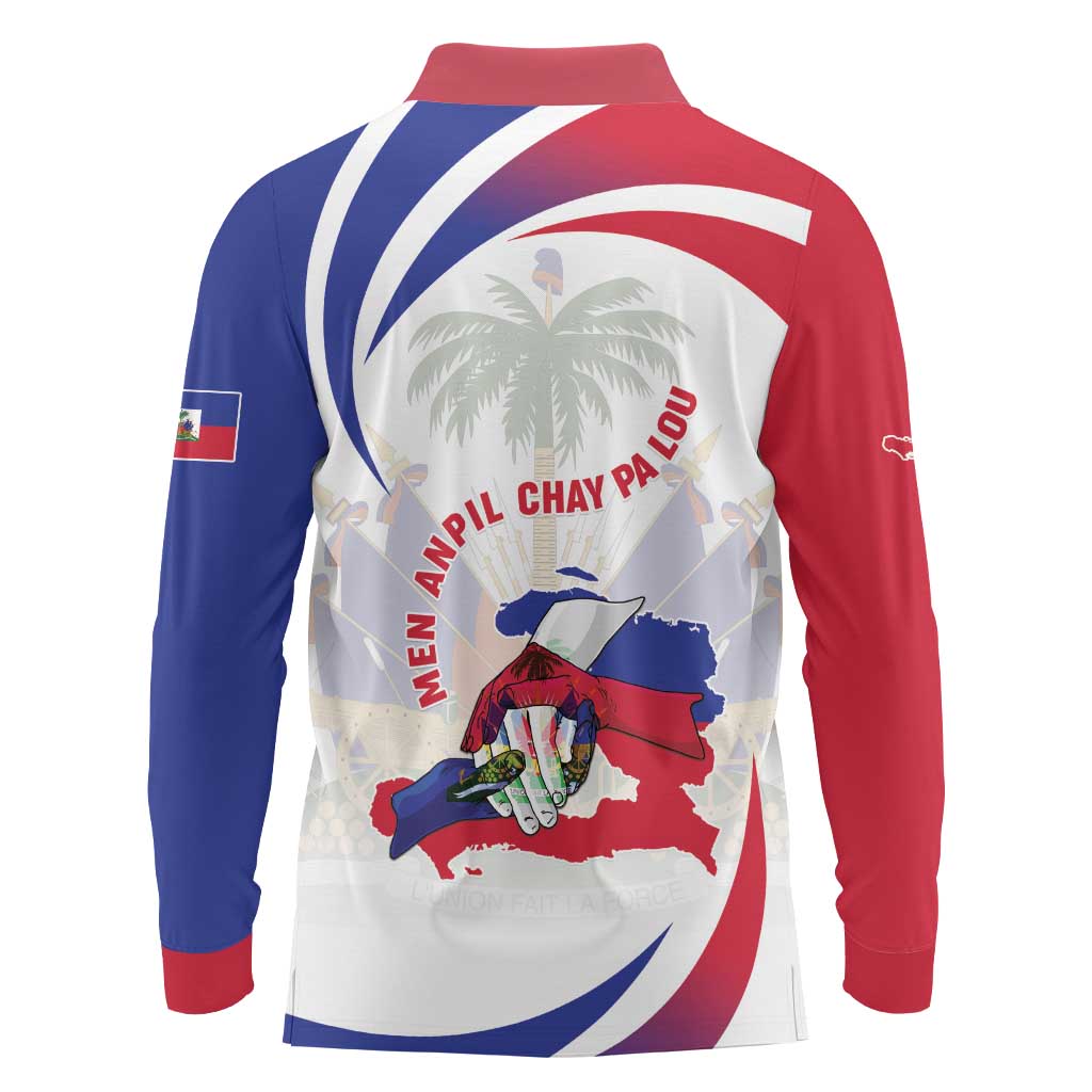 Haiti Long Sleeve Polo Shirt Men Anpil Chay Pa Lou LT05