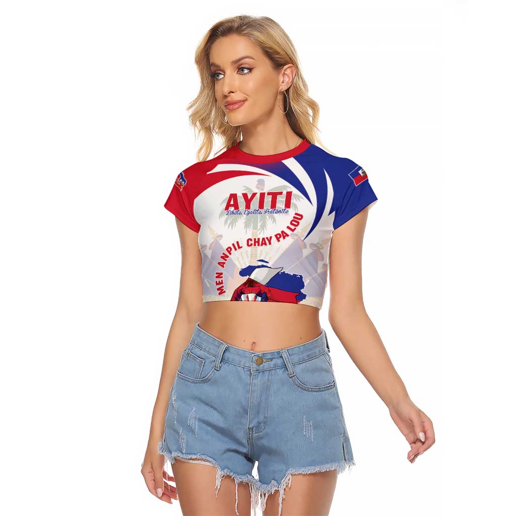 Haiti Raglan Cropped T Shirt Men Anpil Chay Pa Lou LT05