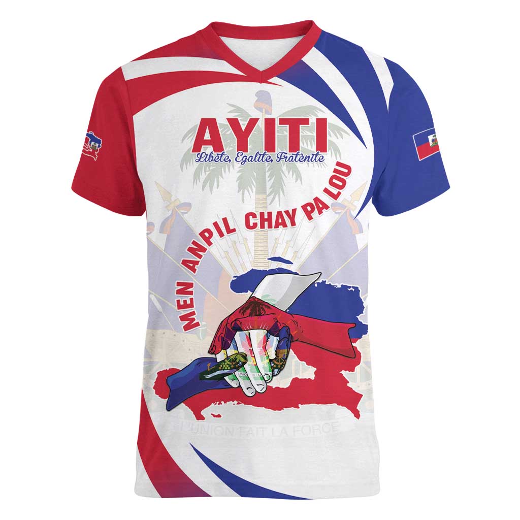 Haiti Women V-Neck T-Shirt Men Anpil Chay Pa Lou LT05