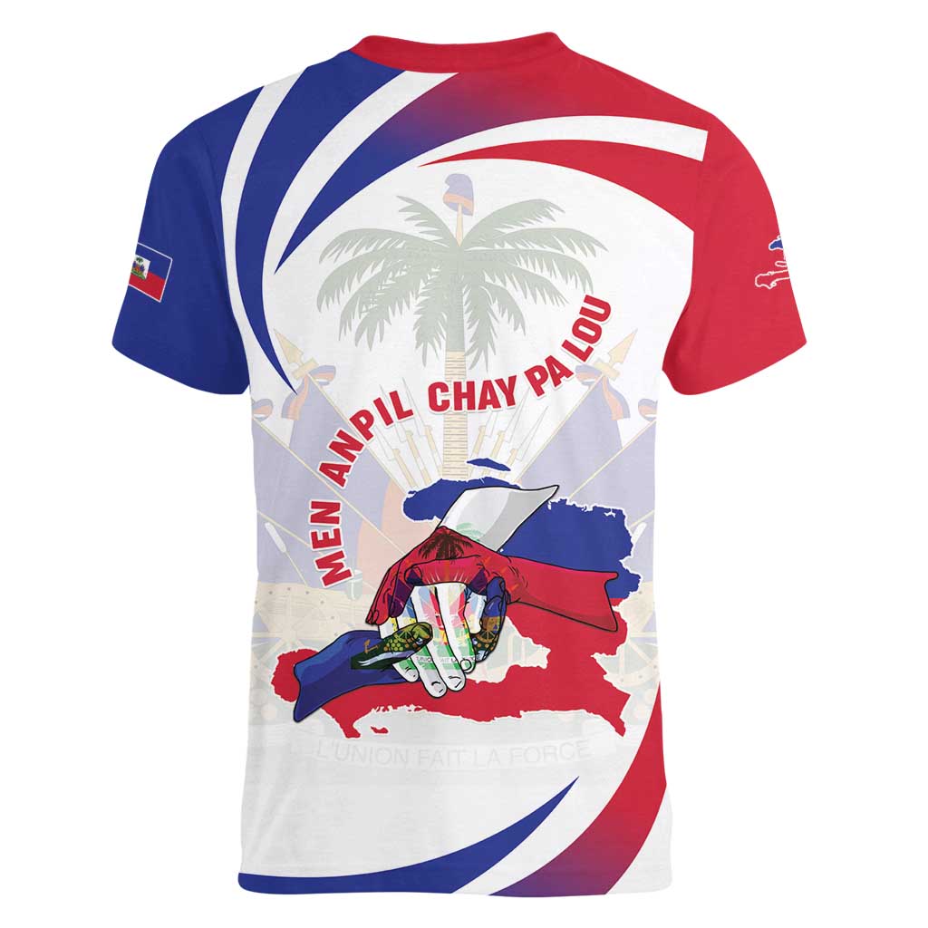 Haiti Women V-Neck T-Shirt Men Anpil Chay Pa Lou LT05
