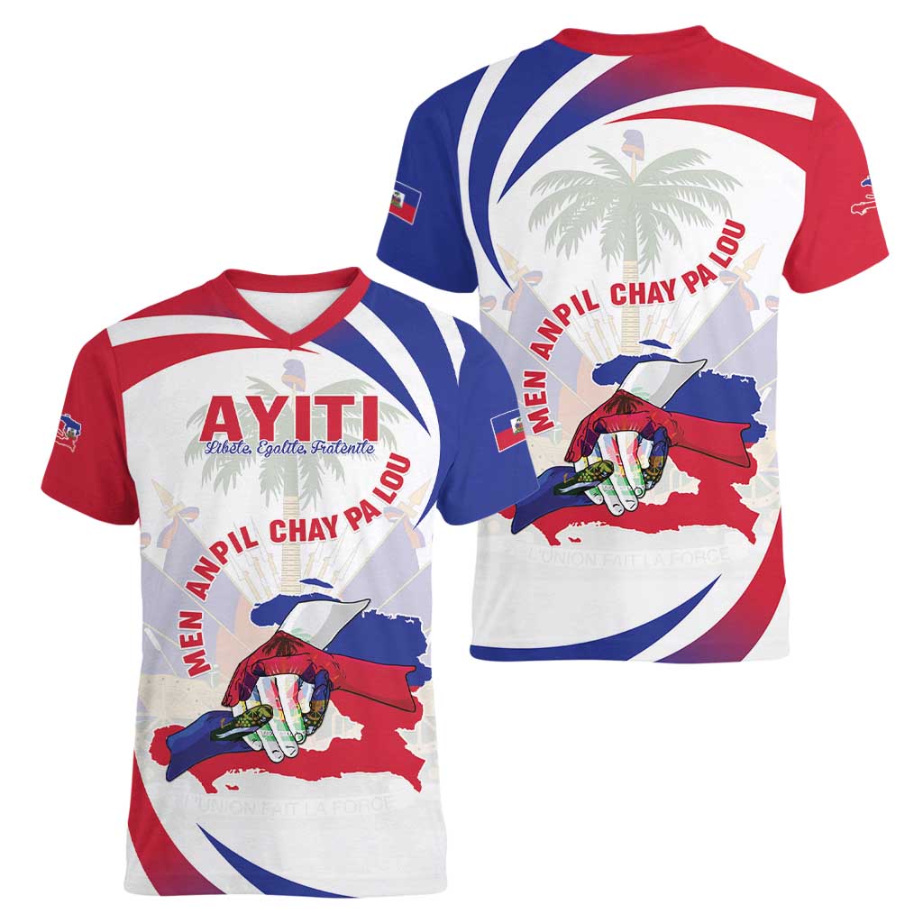 Haiti Women V-Neck T-Shirt Men Anpil Chay Pa Lou LT05