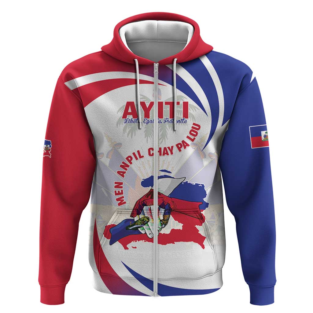 Haiti Zip Hoodie Men Anpil Chay Pa Lou LT05