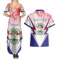 Personalized Belize 501 Couples Matching Summer Maxi Dress and Hawaiian Shirt Coat Of Arms