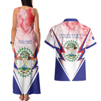 Personalized Belize 501 Couples Matching Tank Maxi Dress and Hawaiian Shirt Coat Of Arms