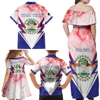 Personalized Belize 501 Family Matching Off Shoulder Maxi Dress and Hawaiian Shirt Coat Of Arms