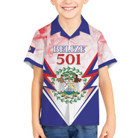 Personalized Belize 501 Family Matching Short Sleeve Bodycon Dress and Hawaiian Shirt Coat Of Arms
