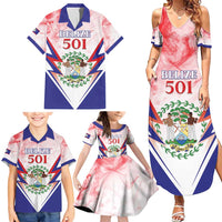 Personalized Belize 501 Family Matching Summer Maxi Dress and Hawaiian Shirt Coat Of Arms