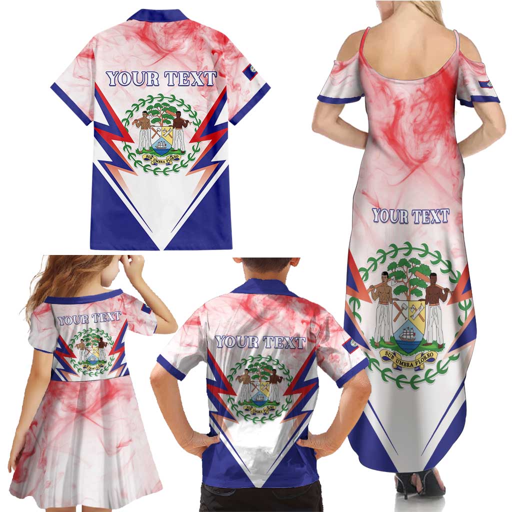 Personalized Belize 501 Family Matching Summer Maxi Dress and Hawaiian Shirt Coat Of Arms