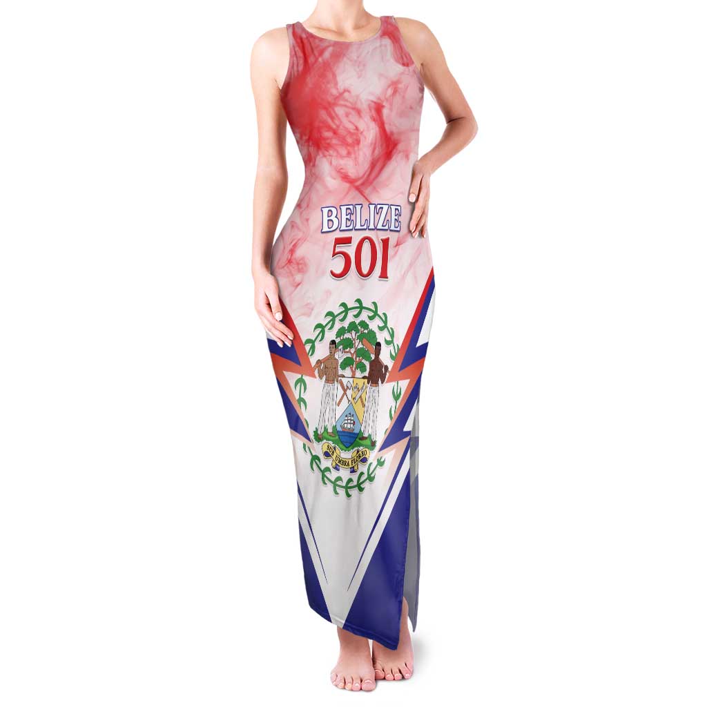 Personalized Belize 501 Family Matching Tank Maxi Dress and Hawaiian Shirt Coat Of Arms
