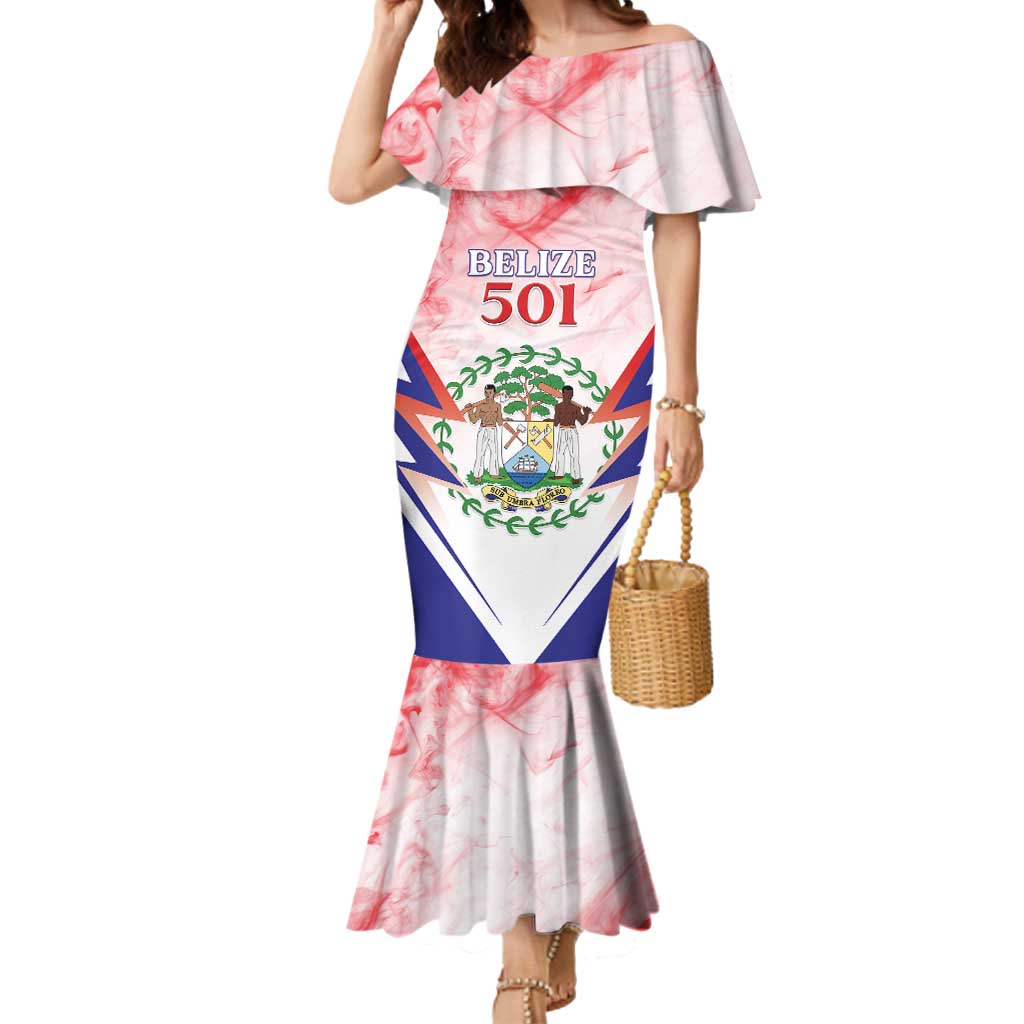 Personalized Belize 501 Mermaid Dress Coat Of Arms