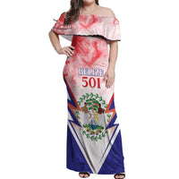 Personalized Belize 501 Off Shoulder Maxi Dress Coat Of Arms