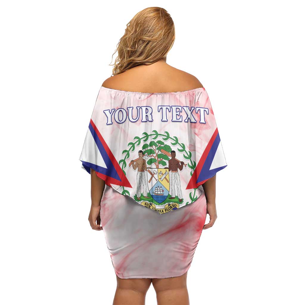 Personalized Belize 501 Off Shoulder Short Dress Coat Of Arms
