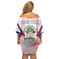 Personalized Belize 501 Off Shoulder Short Dress Coat Of Arms