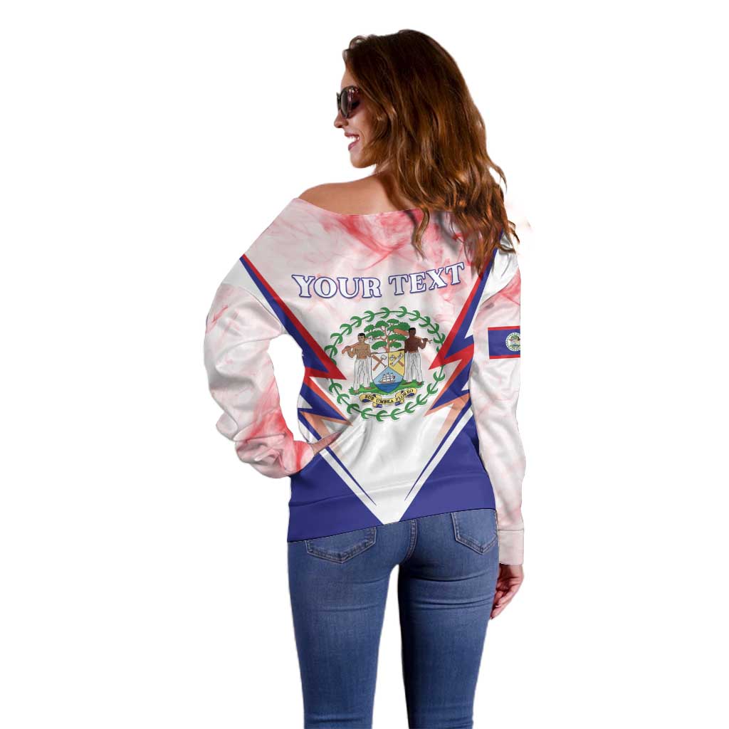 Personalized Belize 501 Off Shoulder Sweater Coat Of Arms