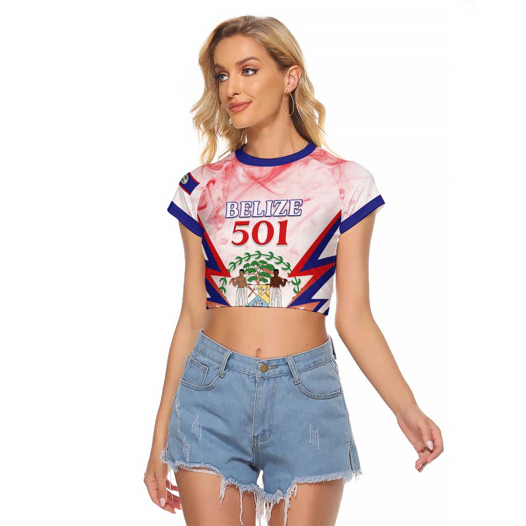 Personalized Belize 501 Raglan Cropped T Shirt Coat Of Arms