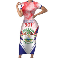 Personalized Belize 501 Short Sleeve Bodycon Dress Coat Of Arms