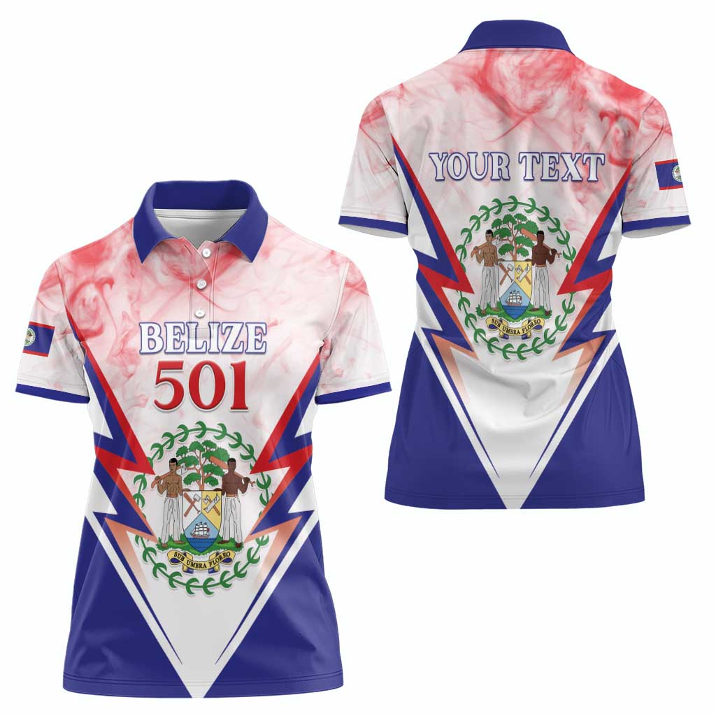 Personalized Belize 501 Women Polo Shirt Coat Of Arms