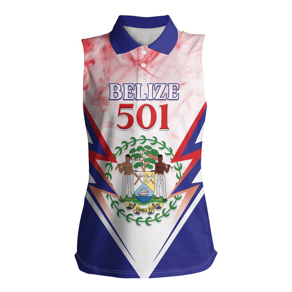 Personalized Belize 501 Women Sleeveless Polo Shirt Coat Of Arms