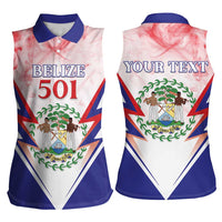 Personalized Belize 501 Women Sleeveless Polo Shirt Coat Of Arms