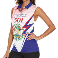 Personalized Belize 501 Women Sleeveless Polo Shirt Coat Of Arms