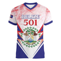 Personalized Belize 501 Women V-Neck T-Shirt Coat Of Arms