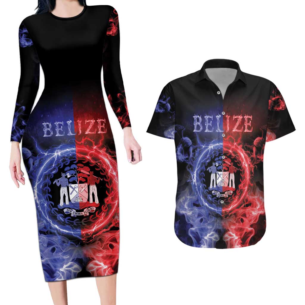 Belize Couples Matching Long Sleeve Bodycon Dress and Hawaiian Shirt Unique Style