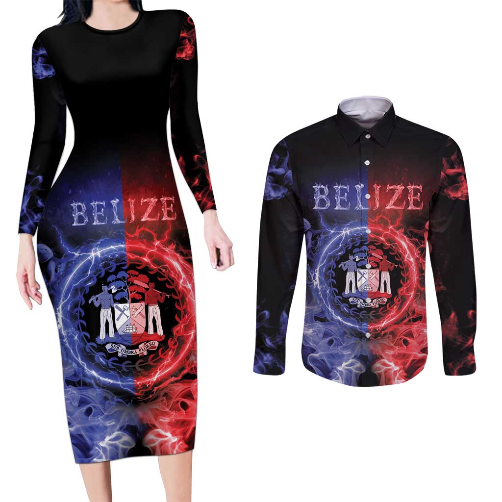 Belize Couples Matching Long Sleeve Bodycon Dress and Long Sleeve Button Shirt Unique Style
