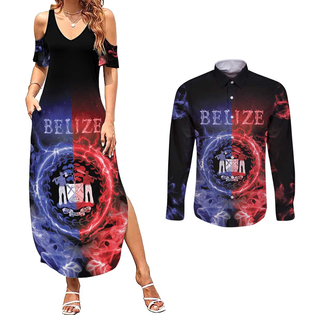 Belize Couples Matching Summer Maxi Dress and Long Sleeve Button Shirt Unique Style