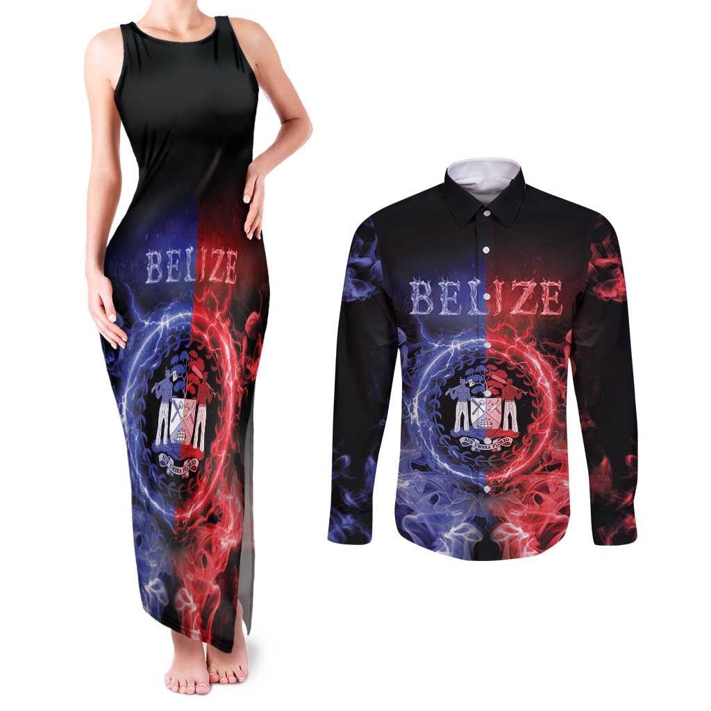 Belize Couples Matching Tank Maxi Dress and Long Sleeve Button Shirt Unique Style