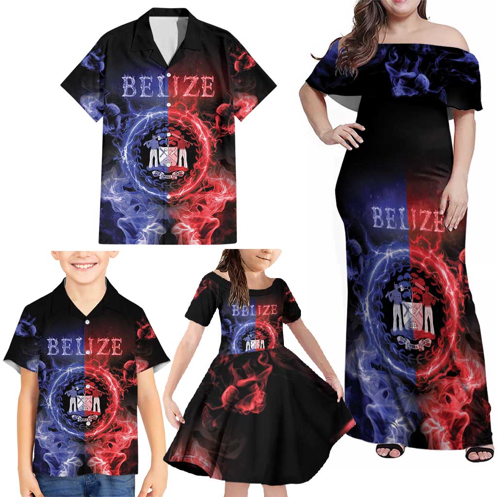 Belize Family Matching Off Shoulder Maxi Dress and Hawaiian Shirt Unique Style