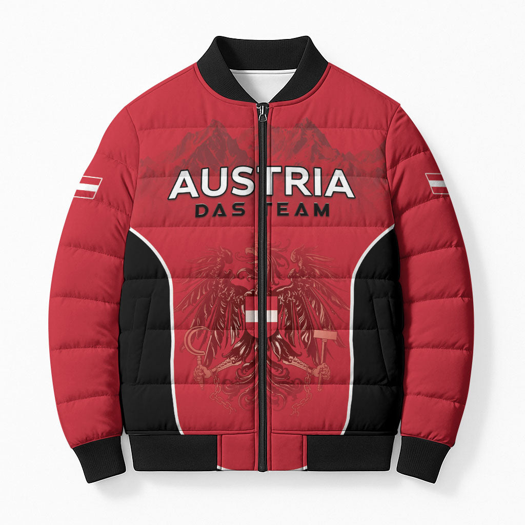Custom Austria Football 2026 Bomber Puffer Jacket Go Das Team