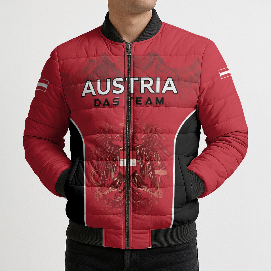 Custom Austria Football 2026 Bomber Puffer Jacket Go Das Team