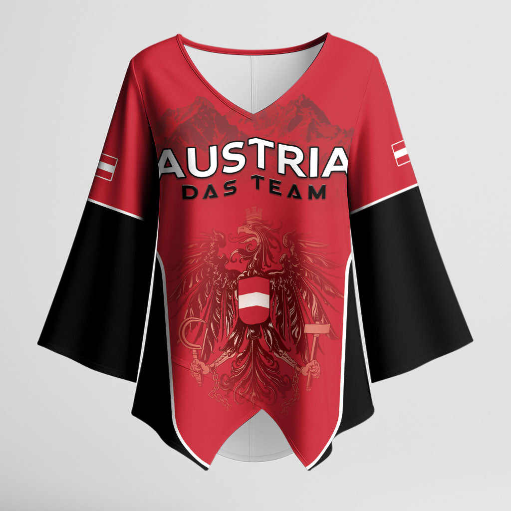 Custom Austria Football 2026 Kimono Sleeve Blouse Go Das Team