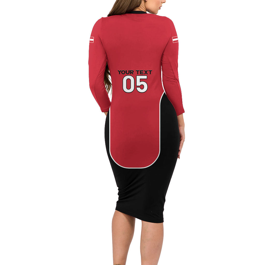 Custom Austria Football 2026 Long Sleeve Bodycon Dress Go Das Team