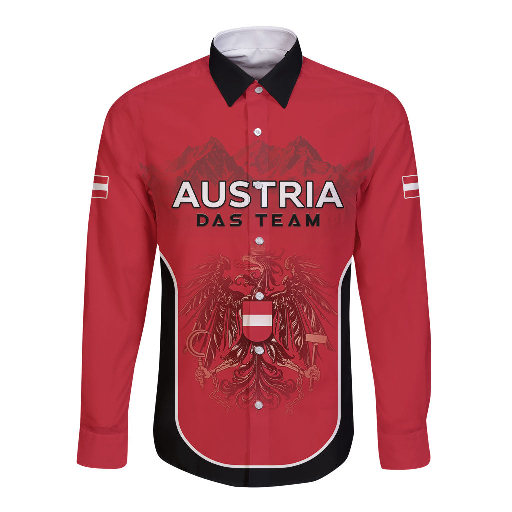 Custom Austria Football 2026 Long Sleeve Button Shirt Go Das Team