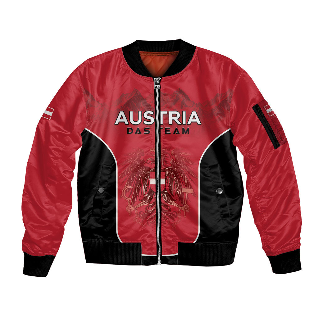 Custom Austria Football 2026 Sleeve Zip Bomber Jacket Go Das Team