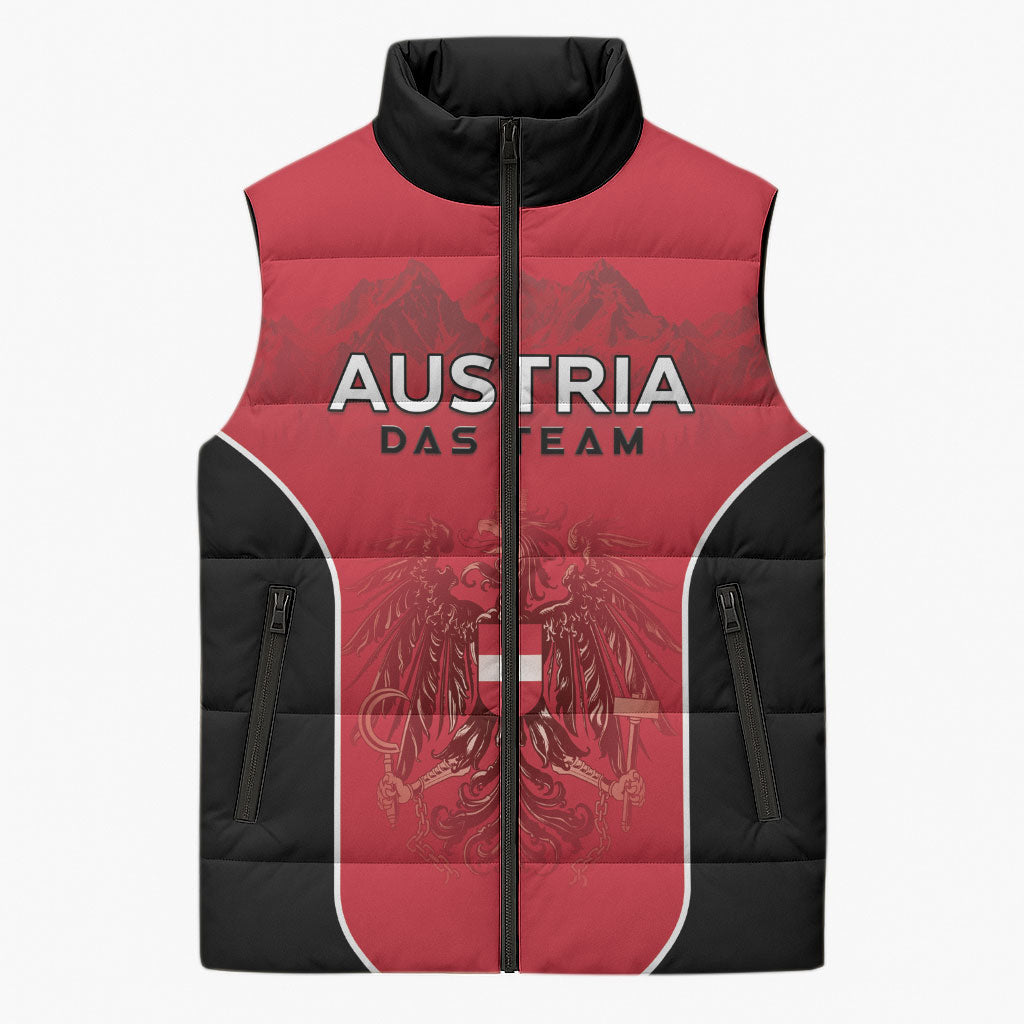 Custom Austria Football 2026 Sleeveless Puffer Jacket Go Das Team