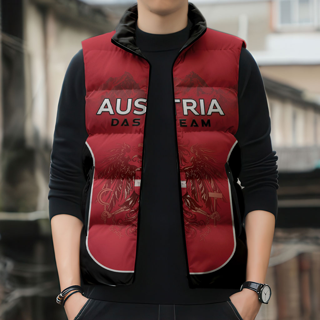 Custom Austria Football 2026 Sleeveless Puffer Jacket Go Das Team