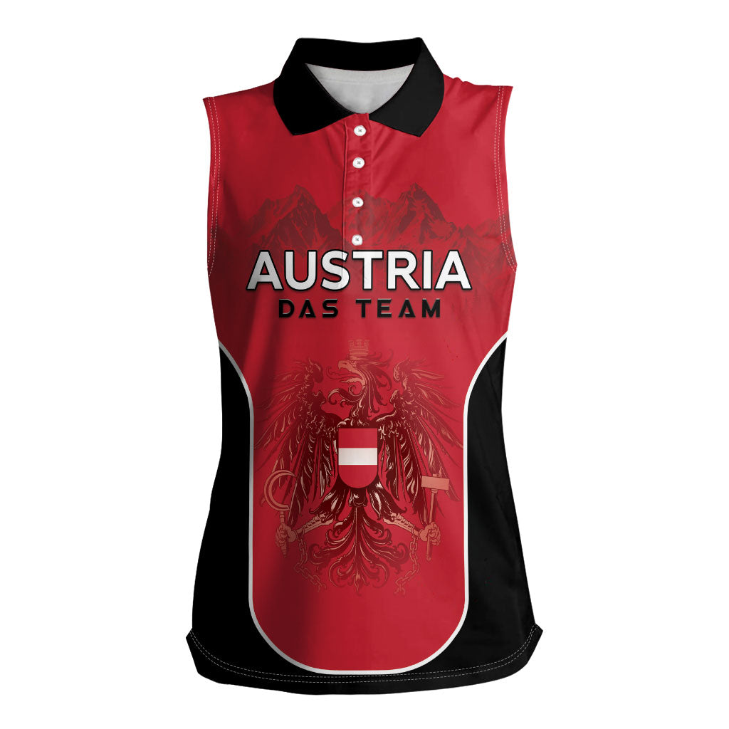 Custom Austria Football 2026 Women Sleeveless Polo Shirt Go Das Team