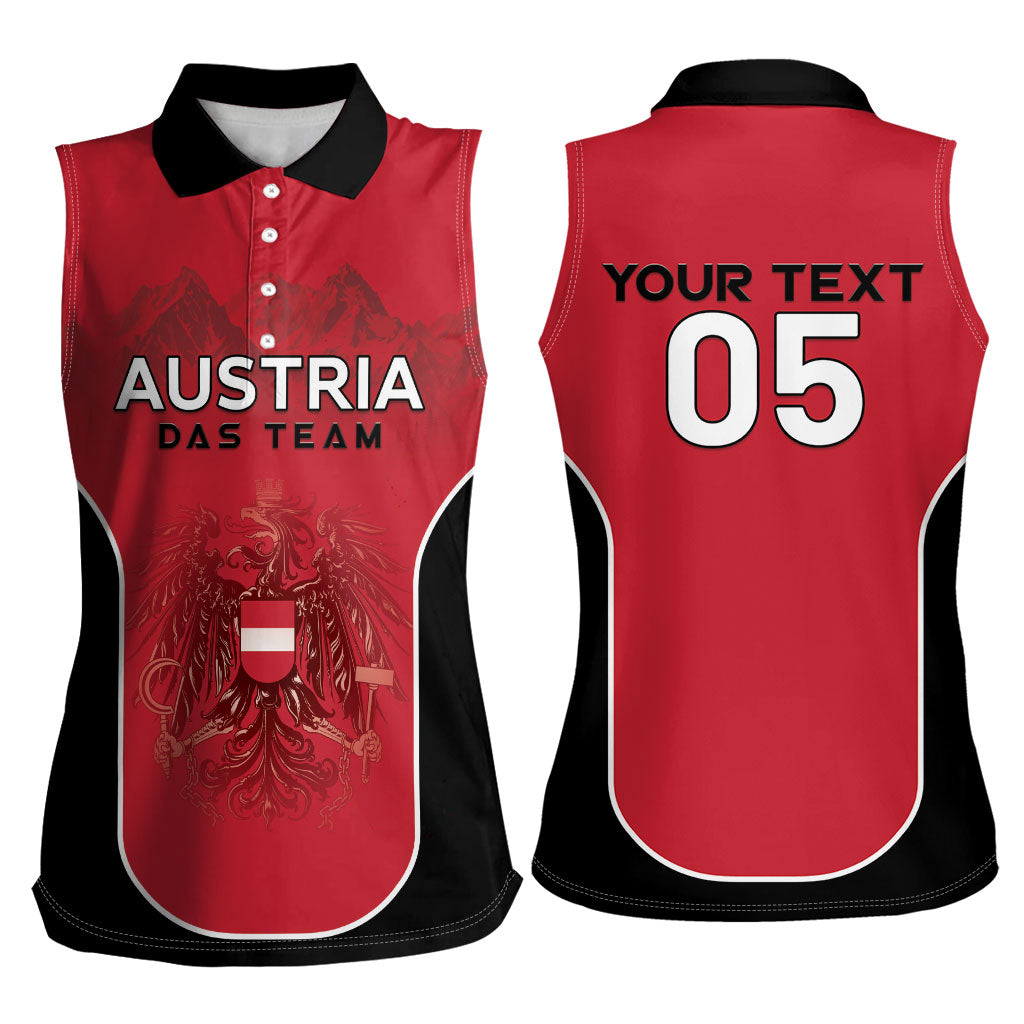 Custom Austria Football 2026 Women Sleeveless Polo Shirt Go Das Team