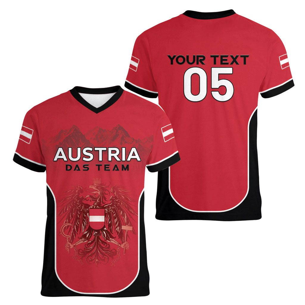 Custom Austria Football 2026 Women V-Neck T-Shirt Go Das Team