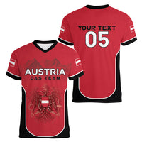 Custom Austria Football 2026 Women V-Neck T-Shirt Go Das Team