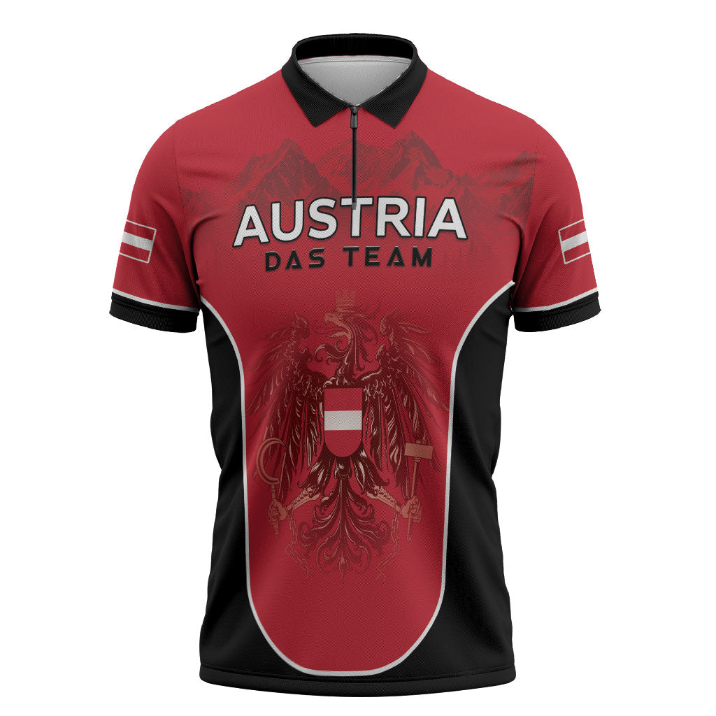 Custom Austria Football 2026 Zipper Polo Shirt Go Das Team